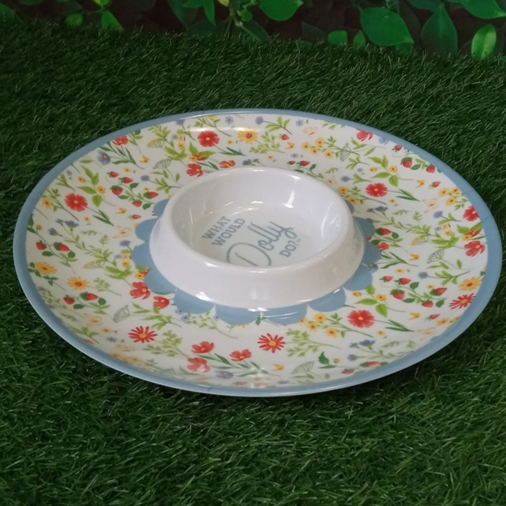 Dolly Floral Blue Accent Serving Bowl - 